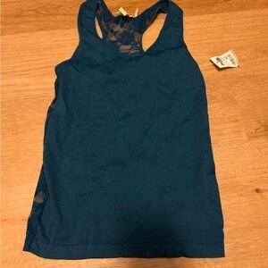 Blue Fitted Tank Top with Cut Out Style